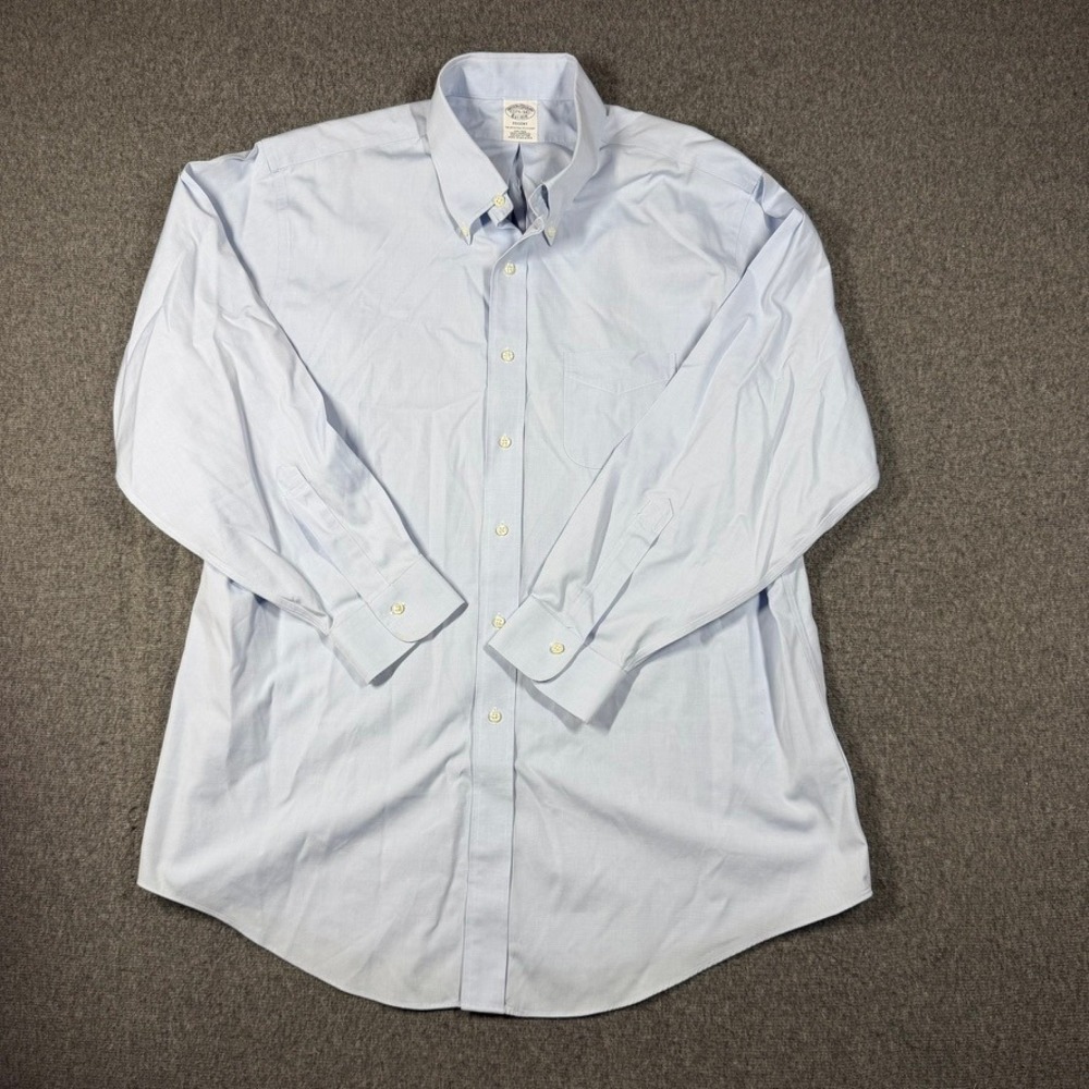 Brooks Brothers Regent Non-Iron Supima Cotton Shirt Blue 17.5 34 Dress Shirt